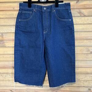 Free People We The Free Jam Session Relaxed Capri Dark Wash Size 30 Button Fly